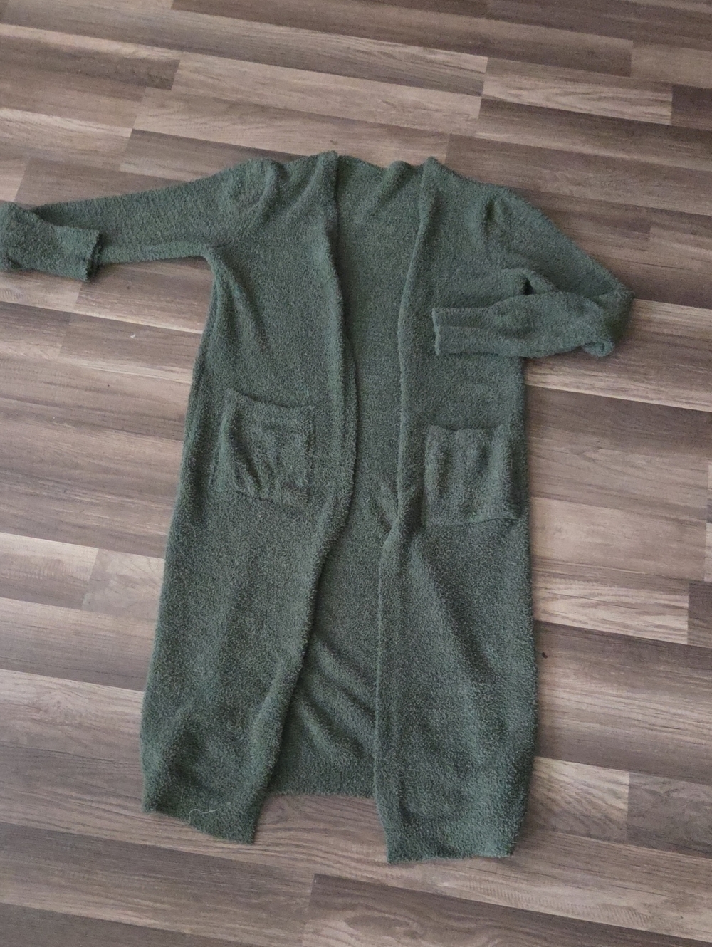 Long Olive Green Open-Front Women's Sweater Cardigan Size Med/Large Boutique